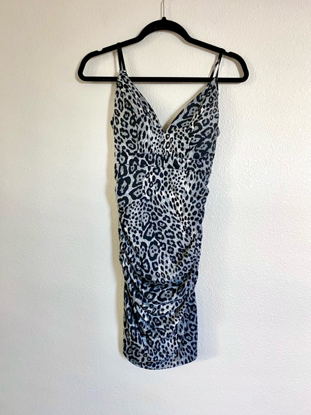 Spaghetti Strap Animal Print Mini Dress - Black & White